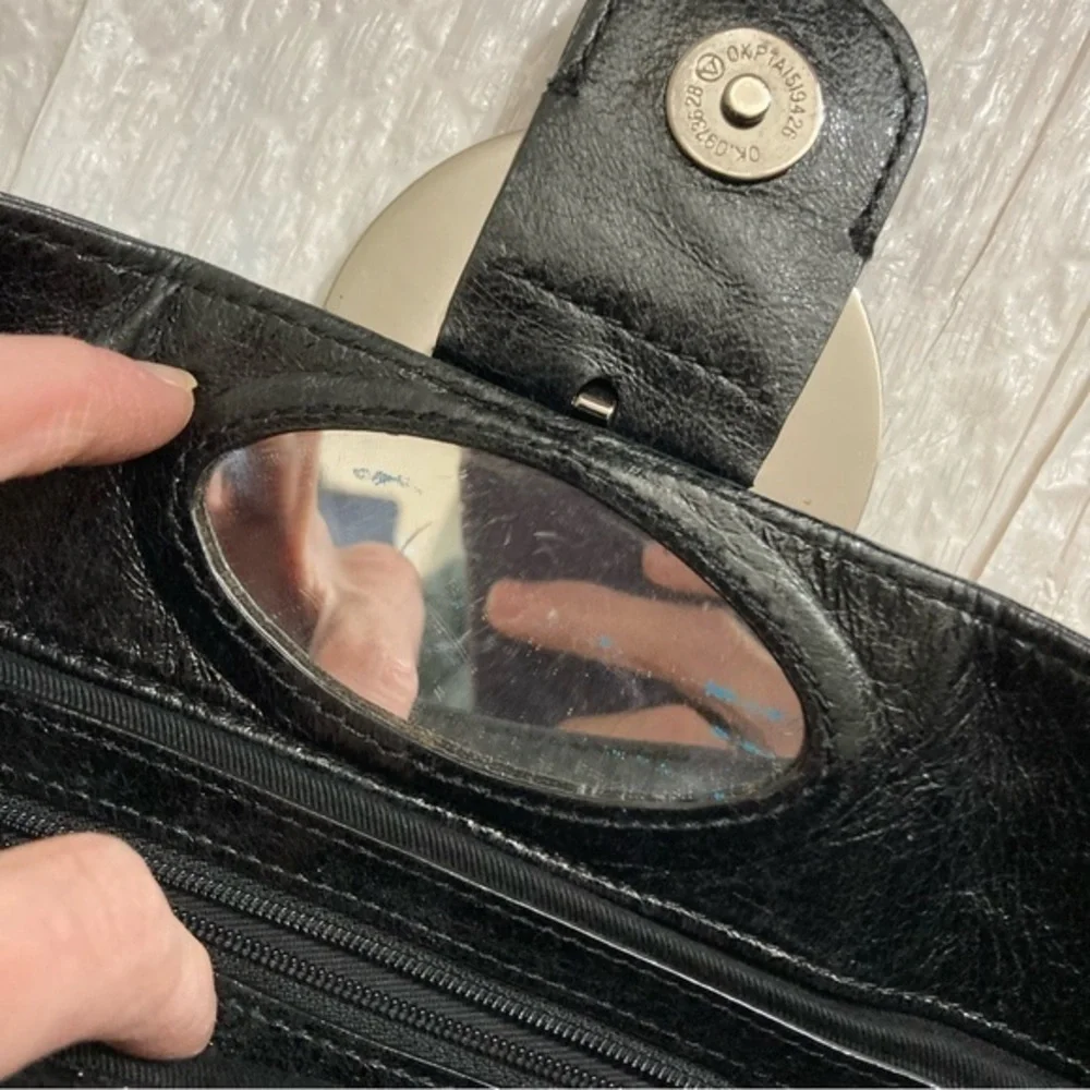 Jill Stuart black leather foldover clutch bag